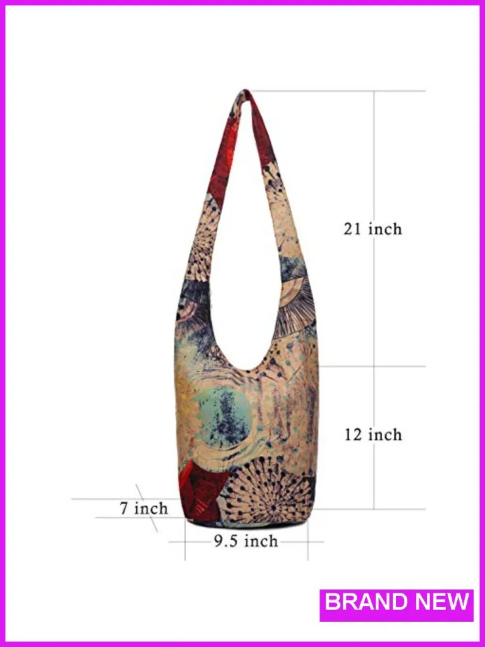 Canvas Hippie Crossbody Bag Boho Hobo Purse with Pockets